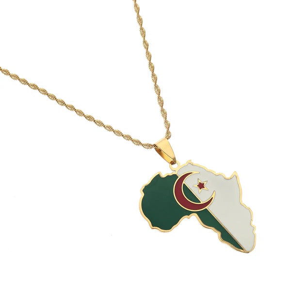 Algeria Flag Map Necklace