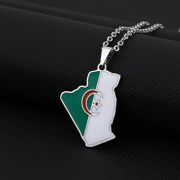 Algeria Flag Map Necklace