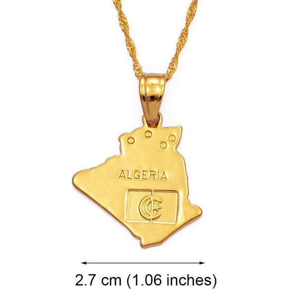 Algeria Flag Map Necklace