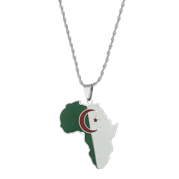 Algeria Flag Map Necklace