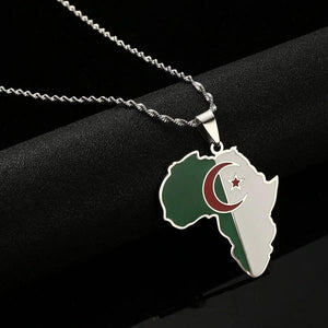 Algeria Flag Map Necklace