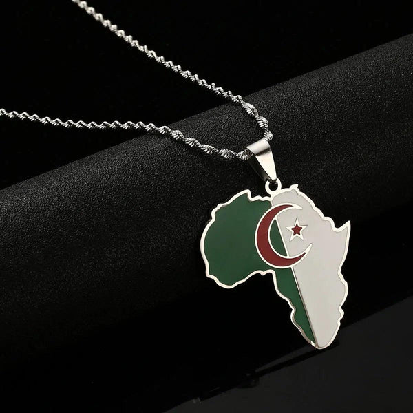 Algeria Flag Map Necklace