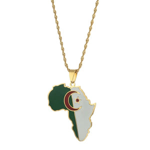 Algeria Flag Map Necklace