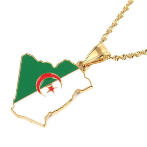 Algeria Flag Map Necklace