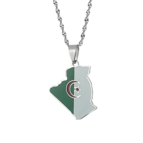 Algeria Flag Map Necklace