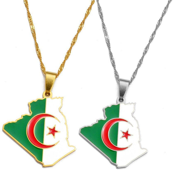 Algeria Flag Map Necklace