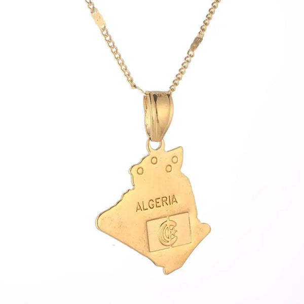 Algeria Flag Map Necklace