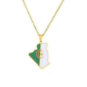 Algeria Flag Map Necklace