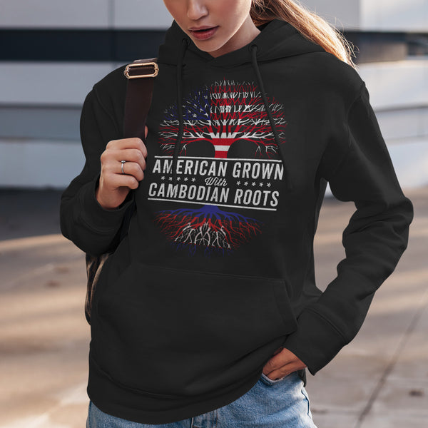 American Grown Cambodian Roots Flag Hoodie