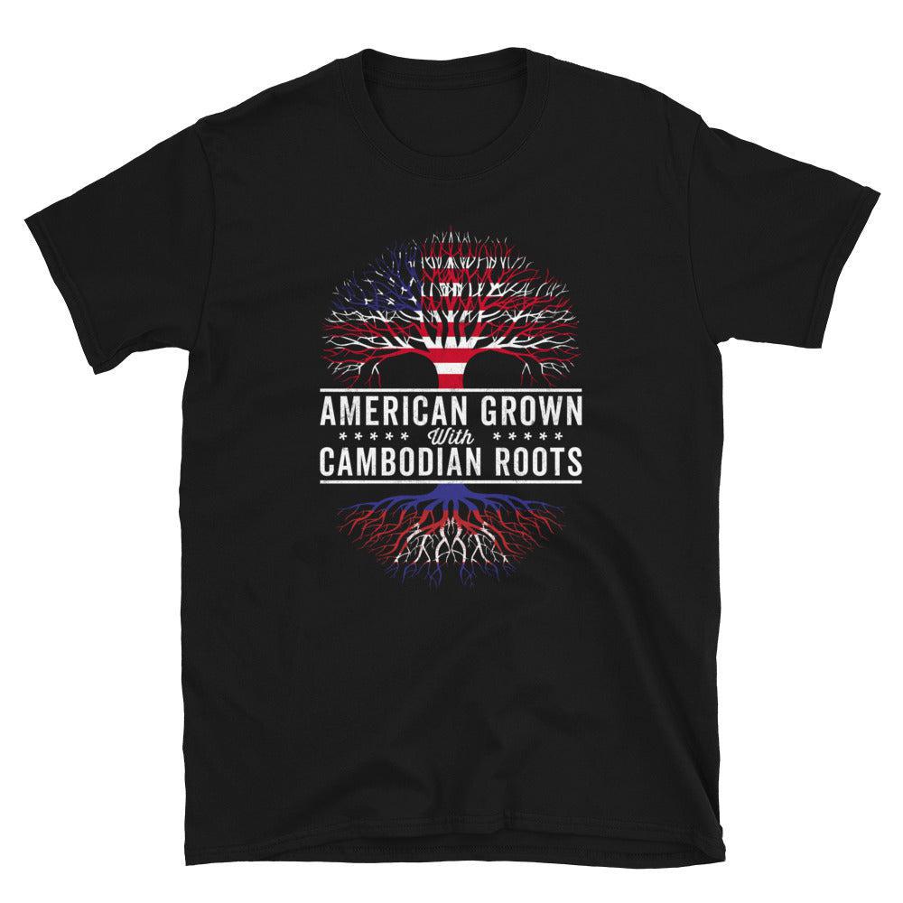 American Grown Cambodian Roots Flag T-Shirt