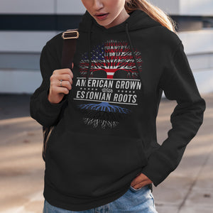 American Grown Estonian Roots Flag Hoodie