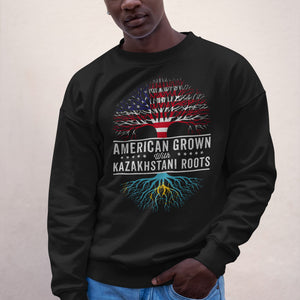 American Grown Kazakhstani Roots Flag Sweatshirt