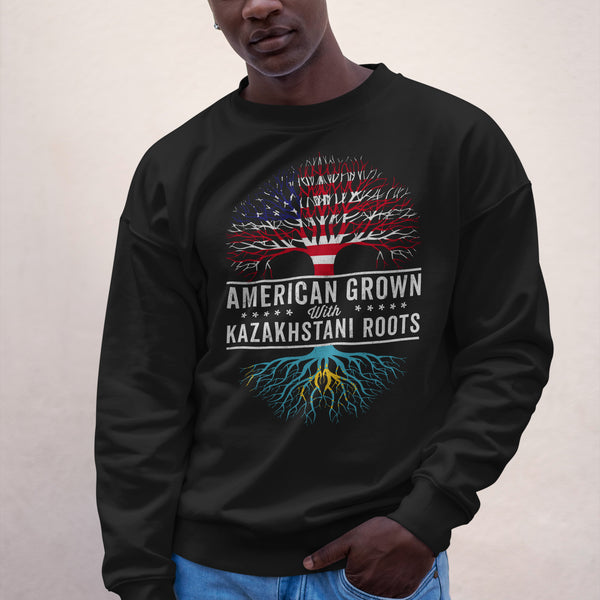 American Grown Kazakhstani Roots Flag Sweatshirt