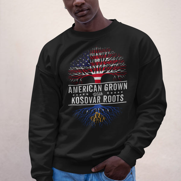 American Grown Kosovar Roots Flag Sweatshirt