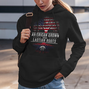 American Grown Laotian Roots Flag Hoodie