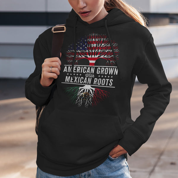 American Grown Mexican Roots Flag Hoodie