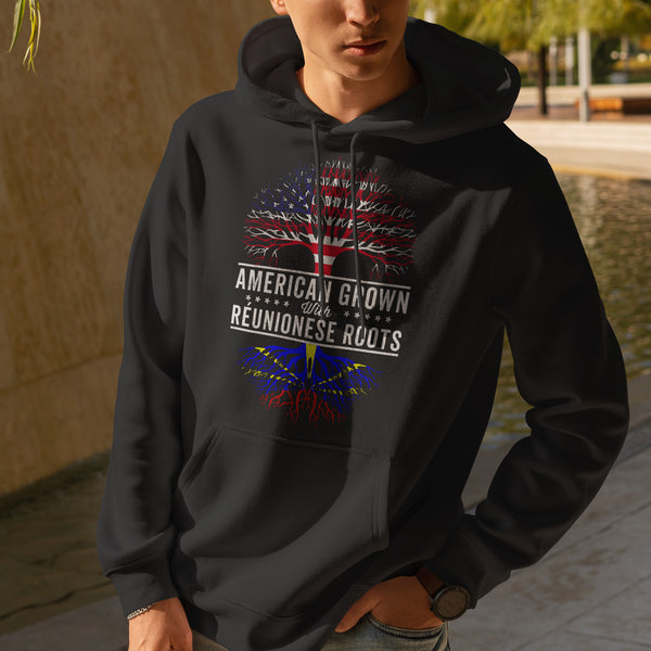 American Grown Réunionese Roots Flag Hoodie