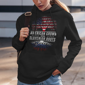 American Grown Slovenian Roots Flag Hoodie