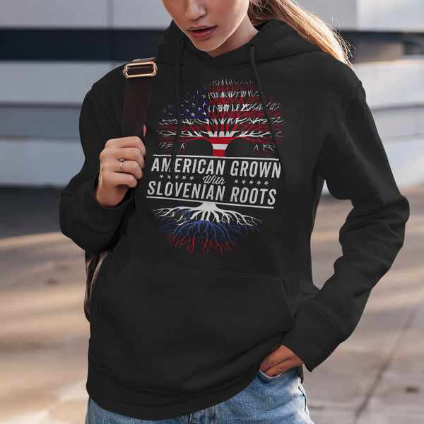 American Grown Slovenian Roots Flag Hoodie