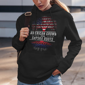 American Grown Srpska Roots Flag Hoodie