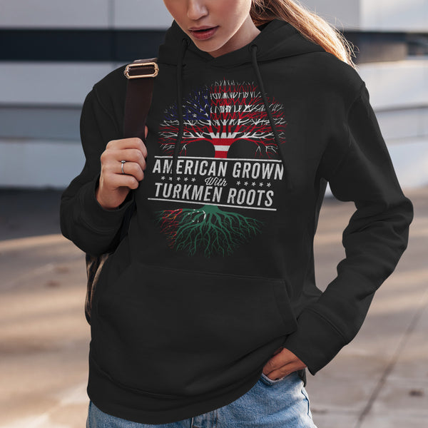 American Grown Turkmen Roots Flag Hoodie