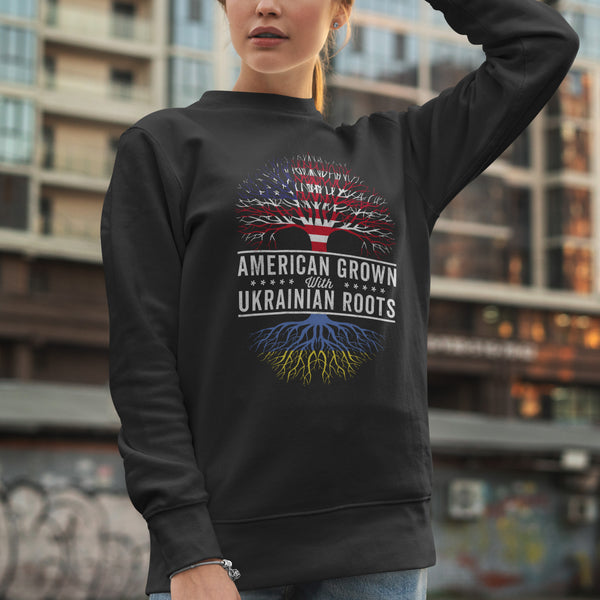 American Grown Ukrainian Roots Flag Sweatshirt