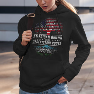 American Grown Uzbekistani Roots Flag Hoodie