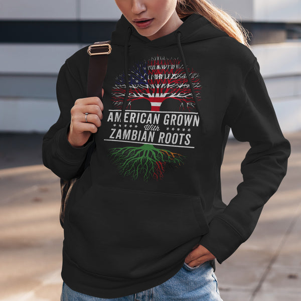 American Grown Zambian Roots Flag Hoodie