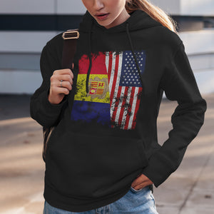 Andorra USA Flag - Half American Hoodie