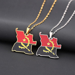 Angola Flag Map Necklace