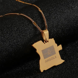 Angola Flag Map Necklace