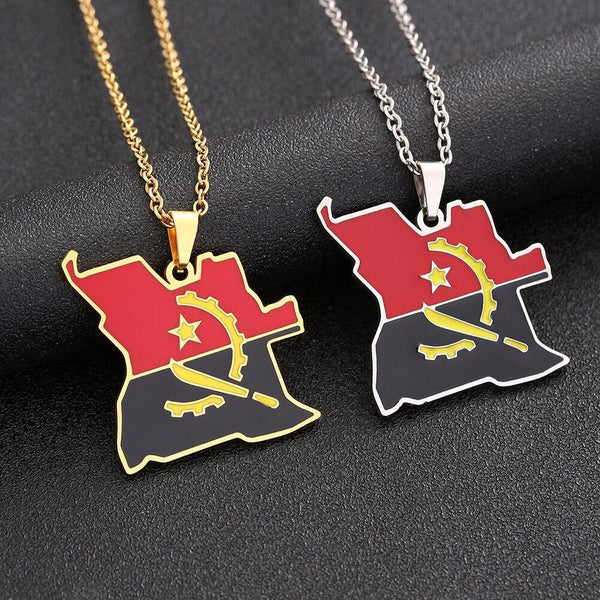 Angola Flag Map Necklace