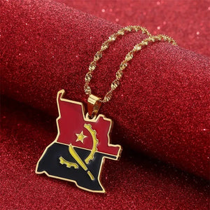 Angola Flag Map Necklace