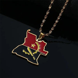 Angola Flag Map Necklace