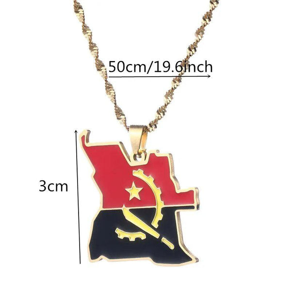 Angola Flag Map Necklace