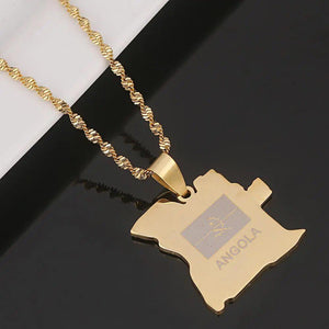 Angola Flag Map Necklace