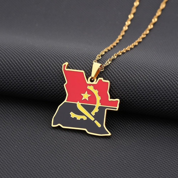 Angola Flag Map Necklace