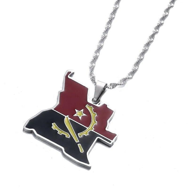 Angola Flag Map Necklace