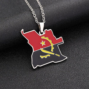 Angola Flag Map Necklace