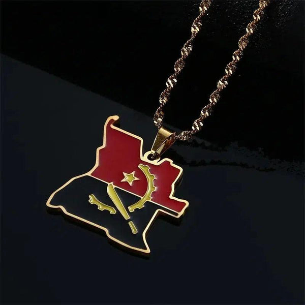 Angola Flag Map Necklace