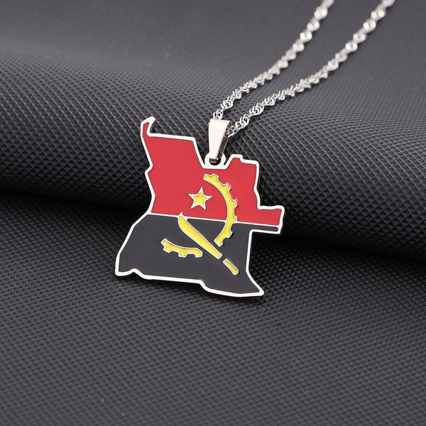 Angola Flag Map Necklace