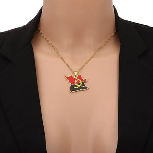 Angola Flag Map Necklace