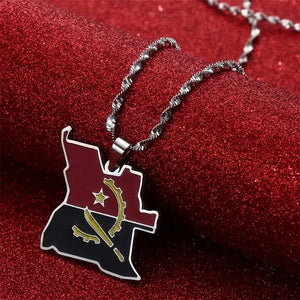 Angola Flag Map Necklace