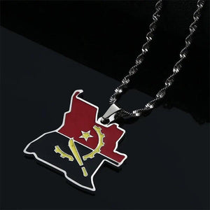 Angola Flag Map Necklace