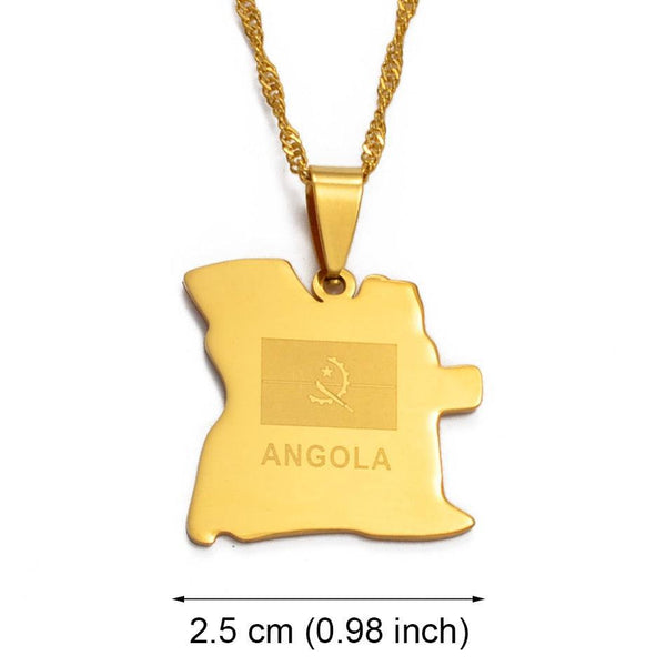 Angola Flag Map Necklace