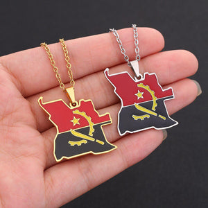 Angola Flag Map Necklace