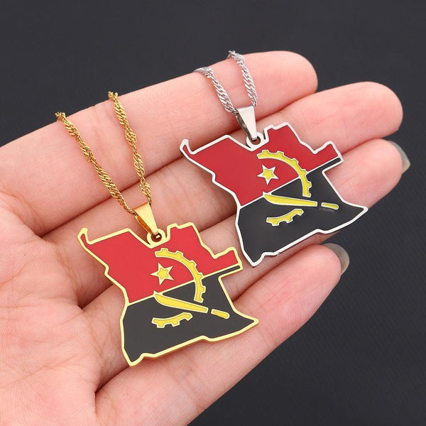 Angola Flag Map Necklace