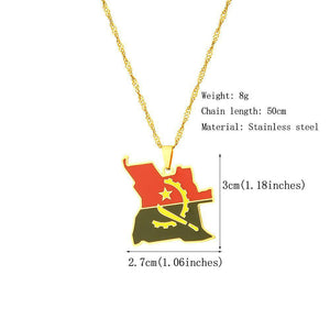 Angola Flag Map Necklace