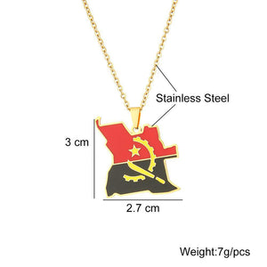 Angola Flag Map Necklace