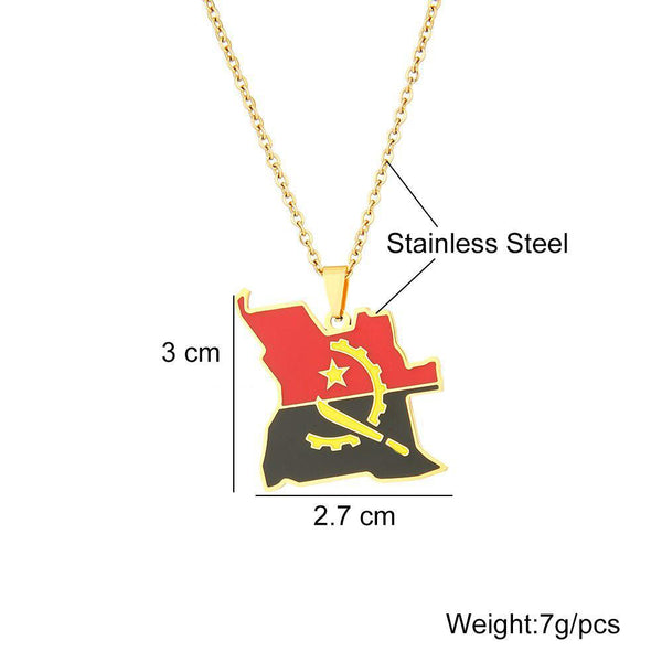 Angola Flag Map Necklace